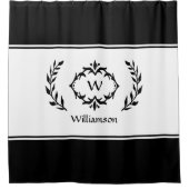 Rideaux De Douche Nom personnalisé avec monogramme Initiale Noir Bla (Devant)
