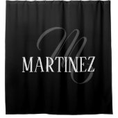 Rideaux De Douche Nom Personnalisé Black Elegant | Nom (Devant)