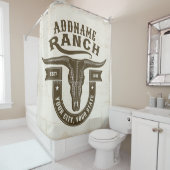 Rideaux De Douche NOM personnalisé Bull Steer Skull Western Ranch (En situation)
