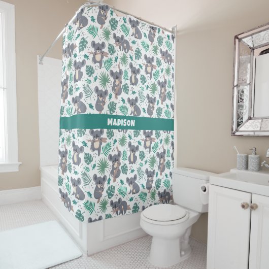 Rideaux De Douche Nom personnalisé Cute Koalas Motif (En situation)