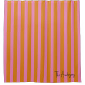 Rideaux De Douche Nom personnalisé des bandes roses et orange (Devant)