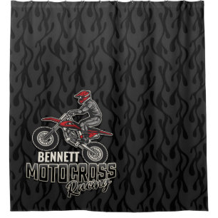 Rideaux De Douche Nom personnalisé Dirt Vélo Rider Motocross Racing