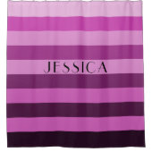 Rideaux De Douche Nom personnalisé du Motif rayé rose pourpre (Devant)