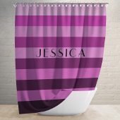 Rideaux De Douche Nom personnalisé du Motif rayé rose pourpre
