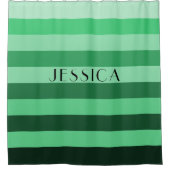 Rideaux De Douche Nom personnalisé du Motif rayé vert (Devant)
