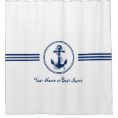 Rideaux De Douche Nom personnalisé élégant Ancre et corde (Devant)