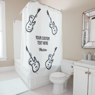 Rideaux De Douche Nom personnalisé et texte de la guitare stylisée