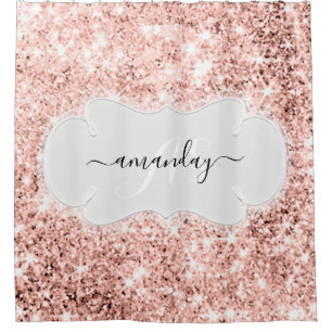 Rideaux De Douche Nom personnalisé Monogram Rose Gold Parties scinti