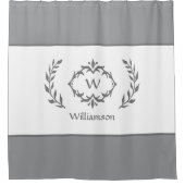 Rideaux De Douche Nom personnalisé monogrammé gris et blanc initiale (Devant)