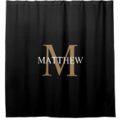 Rideaux De Douche Nom personnalisé Monogramme noir (Devant)