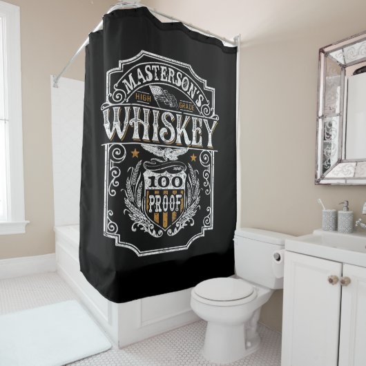 Rideaux De Douche NOM personnalisé Old West Whiskey Brewery Bar (En situation)
