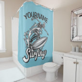 Rideaux De Douche NOM personnalisé Surfer Big Wave Skeleton Surfing (En situation)