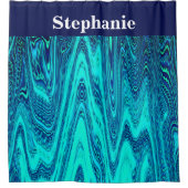 Rideaux De Douche Nom personnalisé Turquoise Blue Ocean Wave Abstrai (Devant)