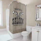 Rideaux De Douche NOM PERSONNALISÉ Wild West Gun Revolver Saloon (En situation)