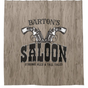 Rideaux De Douche NOM PERSONNALISÉ Wild West Gun Revolver Saloon