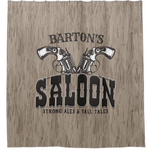 Rideaux De Douche NOM PERSONNALISÉ Wild West Gun Revolver Saloon (Devant)
