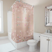 Rideaux De Douche Nom Sparkly Parties scintillant Drivers Rose Confe (En situation)
