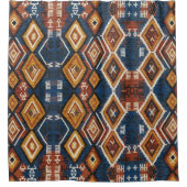 Rideaux De Douche Nomade Indigo Terrien – Patchwork Tribal Artisanal (Devant)