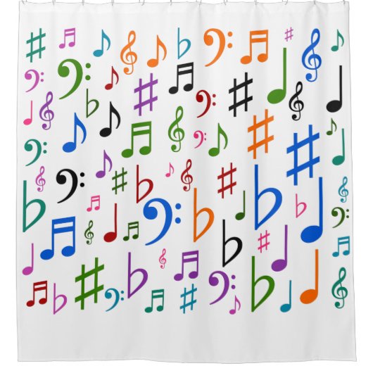 Rideaux De Douche Nombreuses notes et symboles musicaux (Devant)