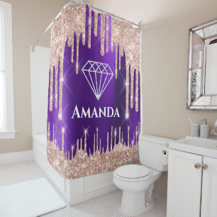Rideaux De Douche Nommer Parties scintillant de la mariée Rose Viol