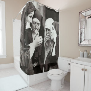Rideaux De Douche Nonnes fument photographie vintage