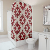 Rideaux De Douche Nordic Red and White Knit Pattern – Classic Winter (En situation)