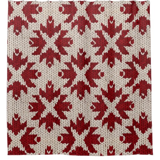 Rideaux De Douche Nordic Red and White Knit Pattern – Classic Winter (Devant)