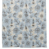 Rideaux De Douche Nostalgique marin thème bleu motif (Devant)