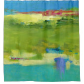Rideaux De Douche Notes de champ - Art vert Abstrait (Devant)