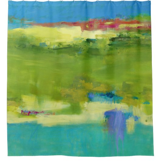 Rideaux De Douche Notes de champ - Art vert Abstrait (Devant)