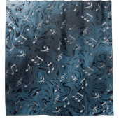 Rideaux De Douche notes de musique argentée élégantes en bleu (Devant)