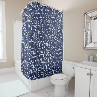 Rideaux De Douche Notes de musique blanches dansantes Amoureux de mu