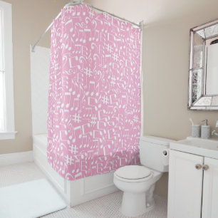 Rideaux De Douche Notes de musique blanches dansantes Amoureux de mu