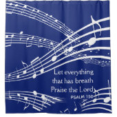 Rideaux De Douche Notes de musique bleu foncé sur mesure Christian (Devant)