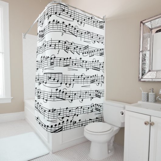 Rideaux De Douche Notes de musique feuille (En situation)