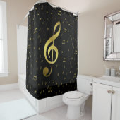 Rideaux De Douche notes de musique or (En situation)