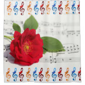 Rideaux De Douche Notes de musique rose rouge (Devant)