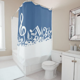 Rideaux De Douche Notes musicales de Bleu