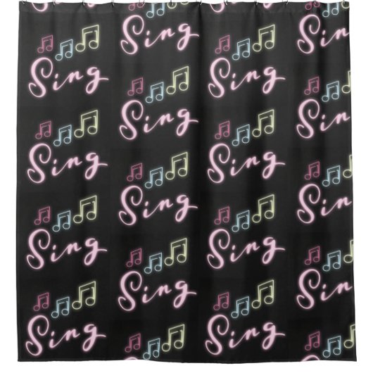 Rideaux De Douche Notes musicales de Sing Neon (Devant)