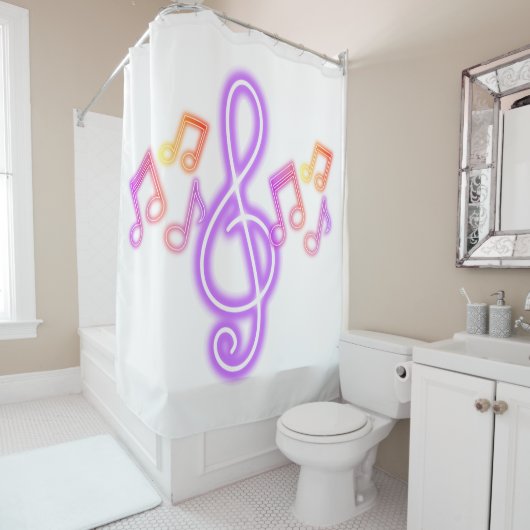 Rideaux De Douche Notes musicales Neon Treble Clef (En situation)