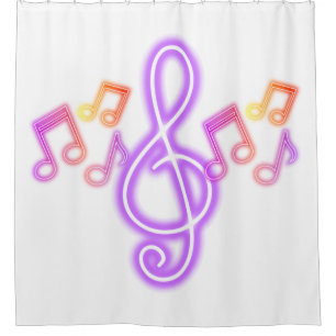 Rideaux De Douche Notes musicales Neon Treble Clef