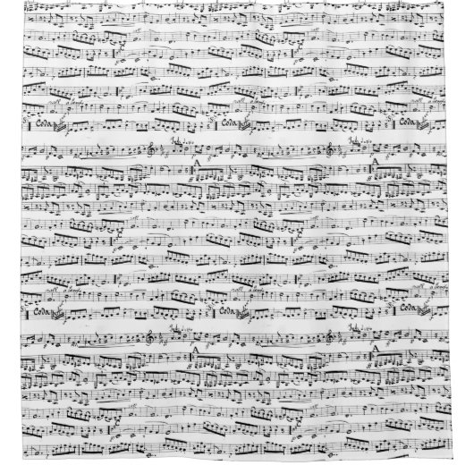 Rideaux De Douche Notes musicales noires et blanches (Devant)