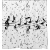 Rideaux De Douche notes musicales noires et grises (Devant)