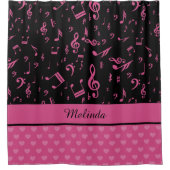 Rideaux De Douche Notes musicales personnalisées et Coeurs Motif ros (Devant)