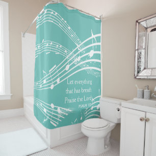 Rideaux De Douche Notes musicales personnalisées Turquoise