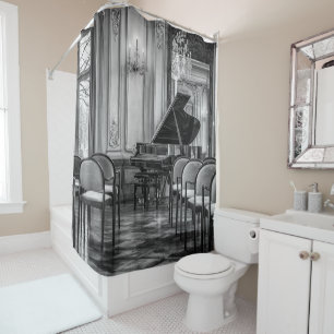 Rideaux De Douche Notes vides Photographie de musique noire et blanc