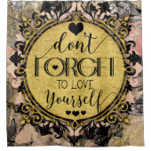 Rideaux De Douche N'oublie pas de t'aimer Black Marble Swirl (Devant)