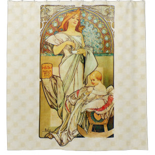 Rideaux De Douche Nourriture 1898 d'Alfons Mucha pour des