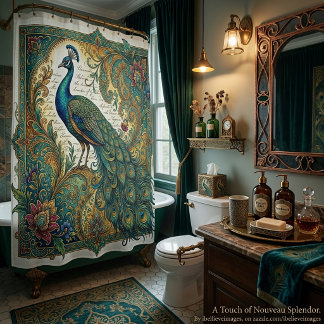 Rideaux De Douche Nouveau splendeur vintage paisley floral paon