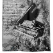 Rideaux De Douche Nouveauté amusante Piano Musique Notes Collage Art (Devant)